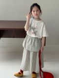 SET Áo Voi Trắng Chân Váy Caro KM