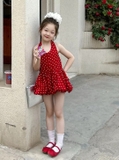 Váy Ngắn Bi Đỏ Cột Dây ZM