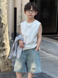 Quần Ngắn jean Xanh Loang Rách PL