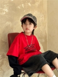 Áo Dài Đỏ Mix Tay Đen SN