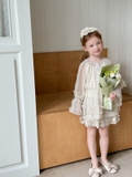 SET Váy Sọc Xanh Thêu Hoa Peach