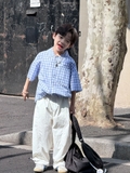 Áo Sơ Mi Ngắn Caro Xanh Dương PL