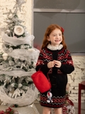 SN Áo Váy Len Đen Họa Tiết Peach
