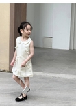 VN Lụa Kem Cổ Sen Đính Nơ Muzi