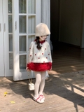 Set Ngắn Áo Len Xám & Váy Voan Tầng Đỏ