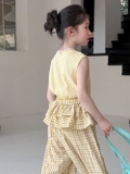 SET Dài Ba Lỗ Quần Caro Vàng KM