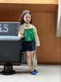 SET 3 Sơ mi Váy Jean Gile Len Xanh Tusi