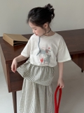 SET Áo Voi Trắng Chân Váy Caro KM