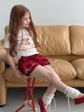 SN Áo Kem Gấu+Quần Nhung Đỏ OTA
