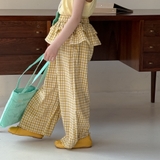 SET Dài Ba Lỗ Quần Caro Vàng KM