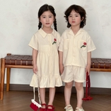 SET Ngắn Kem Thêu Hoa CCU