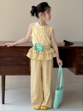 SET Dài Ba Lỗ Quần Caro Vàng KM