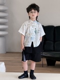 SN Áo Tàu Kem Họa Tiết+Quần Vạt Đen+ quạt YH