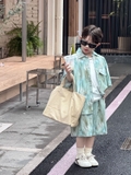 SET Ngắn Sơ Mi Loang Xanh Mint PL