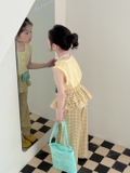 SET Dài Ba Lỗ Quần Caro Vàng KM