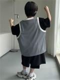 Set Ngắn Áo Sport Xám Quần Đen SN