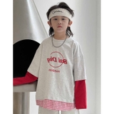Áo Dài Xám Phối Tay Đỏ LY