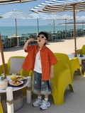 Áo Sơ Mi Kẻ Cam FS