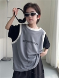 Set Ngắn Áo Sport Xám Quần Đen SN