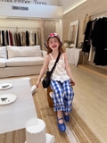 Set Quần Caro Xanh+Áo Trắng Bèo Peach