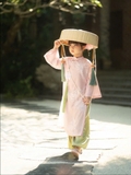 SET Áo Dài Hồng Quần Xanh kèm charm