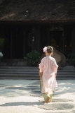 SET Áo Dài Hồng Quần Xanh kèm charm