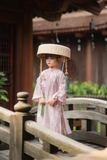 SET Áo Dài Hồng Quần Xanh kèm charm