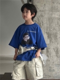 Áo Ngắn Xanh Hình Bé SN