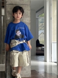 Áo Ngắn Xanh Hình Bé SN