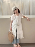 SD Váy Ren Trắng+Quần Jean Loe YK