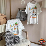 full-set-ao-thun-cham-bi-in-hinh-mix-quan-ke-beo