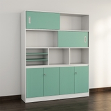 TGDY019 nổi bật với thân trắng tinh khôi làm nền cho các cánh cửa &amp; lùa phủ melamine xanh bạc hà mát mắt