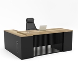 Bàn Lãnh Đạo YOTA BGDY064 màu vàng óc chó với khung chân đen mờ hiện đại – thiết kế đẳng cấp, tối ưu hóa hiệu suất làm việc lãnh đạo.