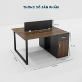 Cụm Bàn Nhân Viên 2 Người Chân Sắt Có Hộc Tủ Khóa bàn CBNVY12-1412