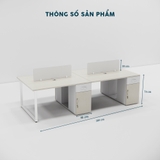 Cụm bàn nhân viên 4 người chân sắt có hộc tủ khóa CBNVY12-2812