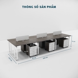 Cụm Bàn Nhân Viên 6 Người Chân Sắt CBNVY10-3612HT