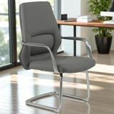 Ghế họp SL636 lưng cao bọc da, tay nhôm ốp PVC, chân quỳ thép mạ, thiết kế sang trọng, chắc chắn.