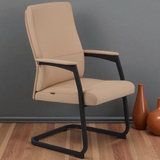 Ghế phòng họp GHY07 chân quỳ khung thép sơn đen, đệm tựa bọc giả da cao cấp