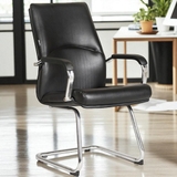 Ghế phòng họp GHY05 chân quỳ khung thép mạ, đệm da, tay sắt mạ kết hợp nhựa cao cấp