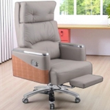 Ghế giám đốc Hòa Phát GGDY021 ngả lưng có gác chân, bọc da công nghiệp, chân xoay thép mạ, thiết kế sang trọng và tiện nghi cho văn phòng lãnh đạo.