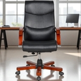 Ghế giám đốc Hòa Phát GGDY024 lưng cao, bọc PVC, chân tay gỗ sơn PU, thiết kế sang trọng, bền đẹp.