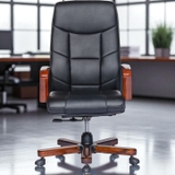 Ghế giám đốc GGDY023 da thật, tay chân gỗ PU, lưng cao ôm dáng, thiết kế sang trọng, đệm êm ái.