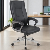 Ghế xoay văn phòng Hòa Phát GNVY048 lưng cao bọc da, chân và tay nhựa sơn nhũ chì, thiết kế 5 chân sao có bánh xe linh hoạt