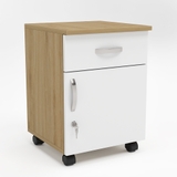 Hộc tủ di động YOTA HTY03 nhỏ gọn, màu gỗ tự nhiên – khung trắng, bánh xe xoay, có khóa an toàn.