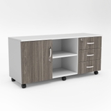 Hộc tủ di động HTY04 màu xám nâu – trắng, 3 ngăn kéo, 1 ngăn tủ khóa, bánh xe di chuyển linh hoạt.