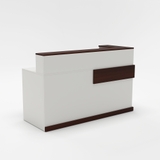 Quầy lễ tân YOTA QLTY18-16 hiện đại, gỗ melamine bền đẹp, tích hợp ngăn kệ tiện ích cho không gian văn phòng.