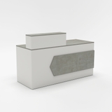 Quầy lễ tân YOTA QLTY19-16 hiện đại, nhỏ gọn, chất liệu melamine bền đẹp, tích hợp kệ lưu trữ tiện ích.