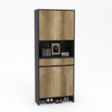 Tủ giày 1.2M TGY24 cao 2M, màu gỗ sáng phối đen, nhiều ngăn tiện ích, phù hợp không gian nhỏ