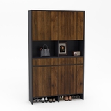 Tủ giày 1M2 TGY23 cao 2M màu nâu đậm phối đen, 8 cánh, kệ giữa tiện trang trí và lưu trữ