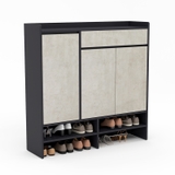 Tủ giày TGY27 rộng 1M2, cao 1M2, cánh màu đá sáng phối khung đen, 3 cánh, 1 ngăn kéo, 2 tầng kệ giày dưới